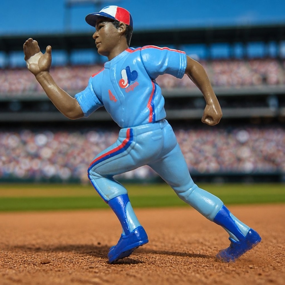 Vintage Montreal Expos Delino DeShields #4 Baseball Player Figurine Blue